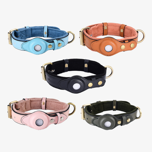 Suede Pet Collar with AirTag Holder for Dogs