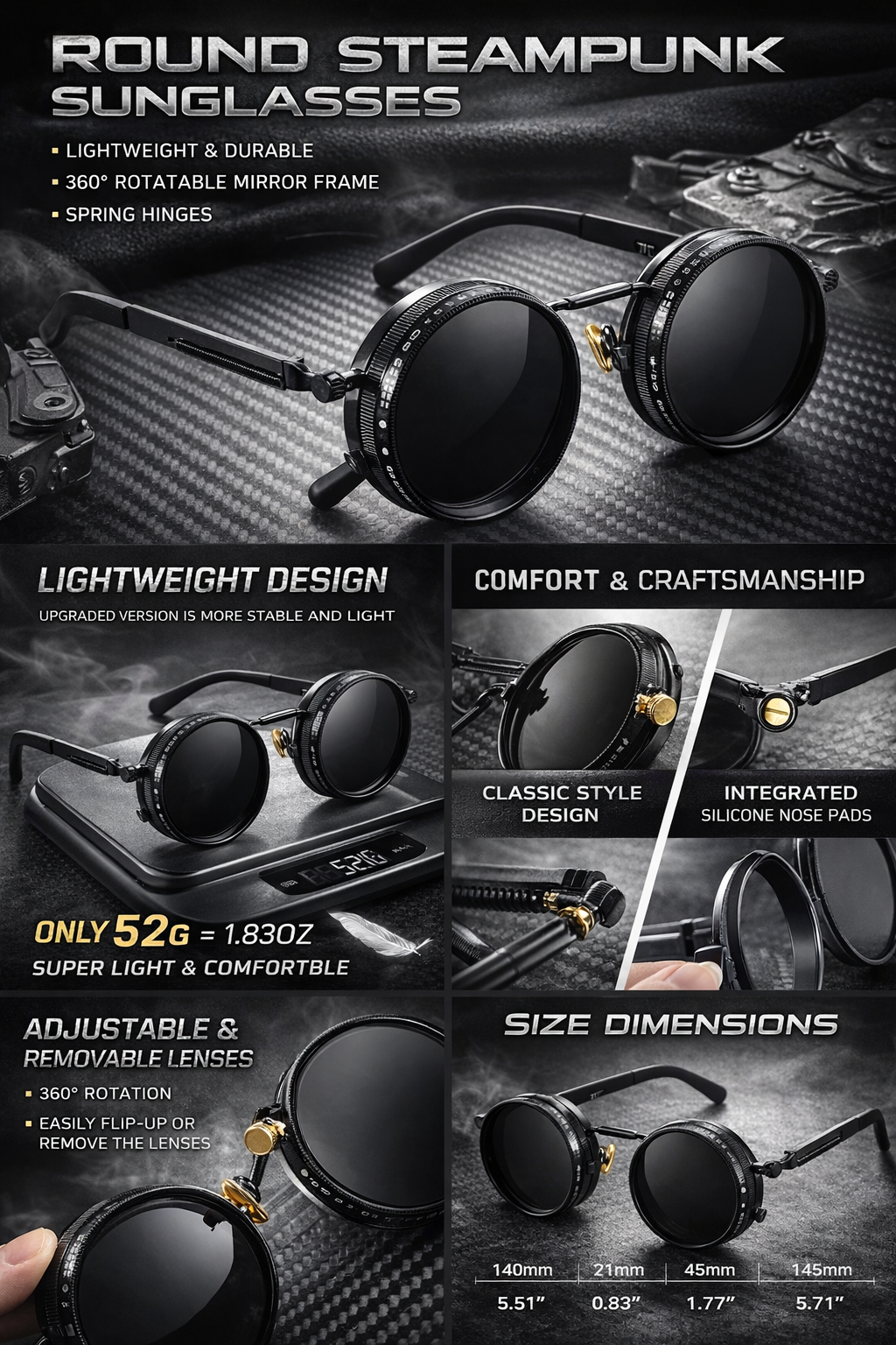 Adjustable Dimming Sunglasses - UV Protection Eyewear